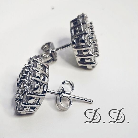 New - Stunning Clear /White Moissanite Dangle Hook Earrings on 925  Silver - Picture 4 of 8